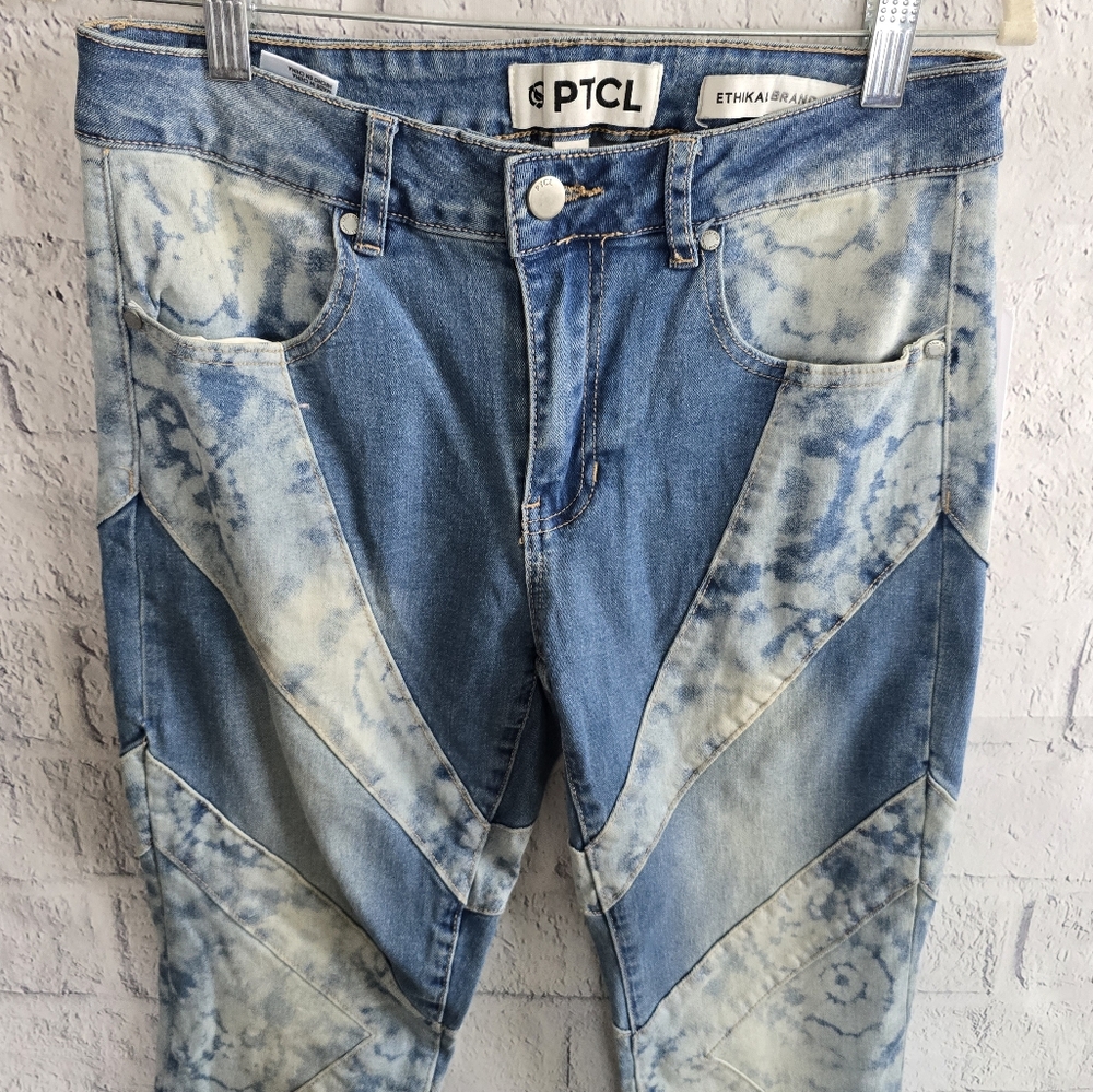 PTCL Women's Blue Tie-Dye‎ Flare Jeans High Waisted NWT Size 28 - Picture 4 of 14